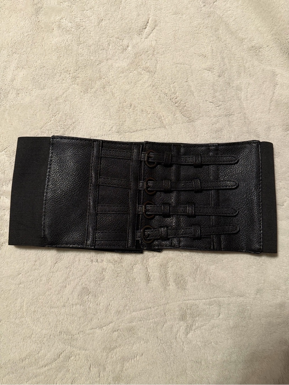 Black Wide Elastic Leather Corset Belt